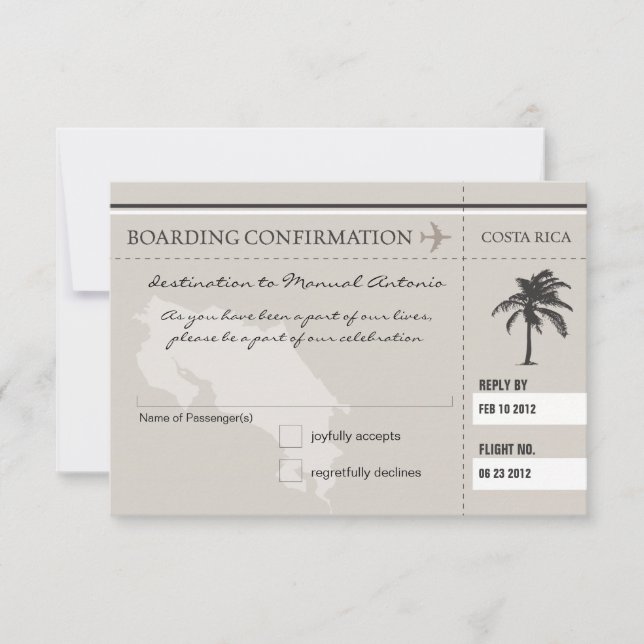 Carte d'embarquement RSVP pour COSTA RICA (Devant)