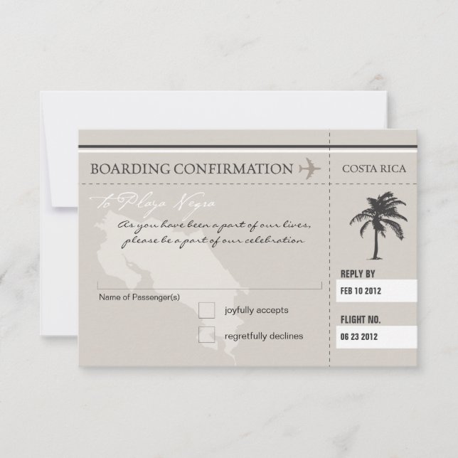 Carte d'embarquement RSVP pour COSTA RICA (Devant)