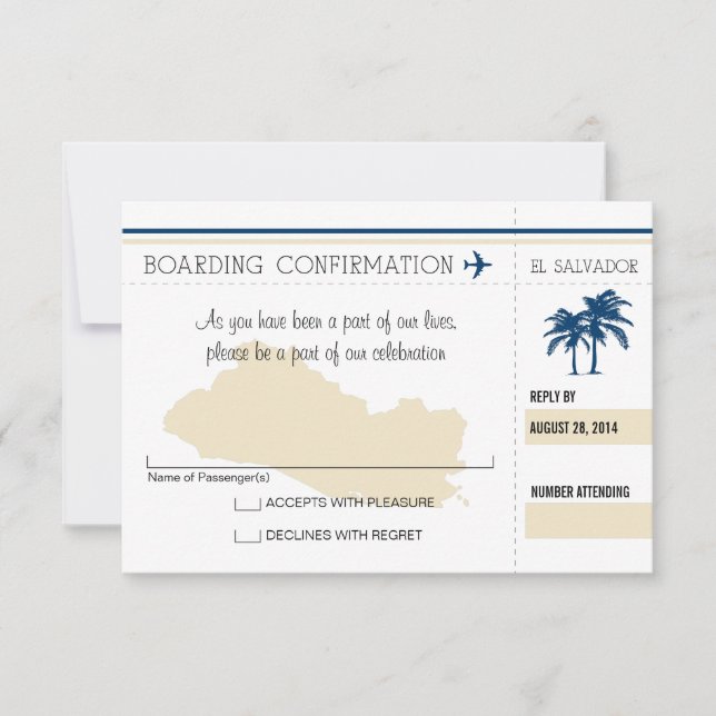 Carte d'embarquement RSVP pour El Salvador (Devant)