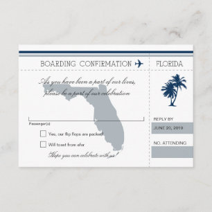 Carte d'embarquement RSVP pour Floride Bleu et Gri