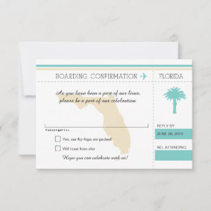 Carte d'embarquement RSVP pour Floride Océan Bleu