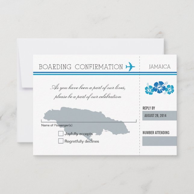 Carte d'embarquement RSVP pour la JAMAÏQUE (Devant)
