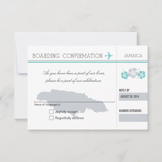 Carte d'embarquement RSVP POUR LA JAMAÏQUE (Devant)