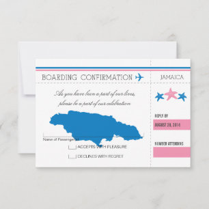 Carte d'embarquement RSVP POUR LA JAMAÏQUE