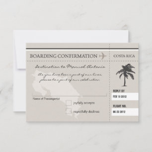 Carte d'embarquement RSVP pour le COSTA RICA