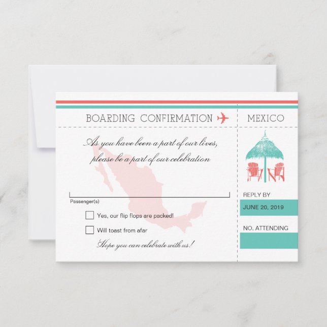 Carte d'embarquement RSVP pour le Mexique (Devant)