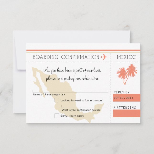 Carte d'embarquement RSVP POUR LE MEXIQUE (Devant)