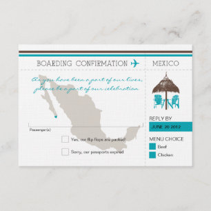 Carte d'embarquement RSVP pour le Mexique