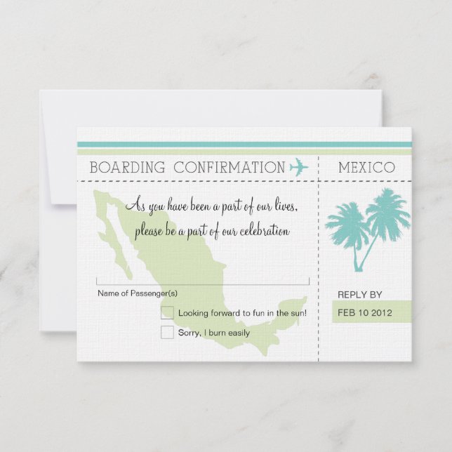 Carte d'embarquement RSVP POUR LE MEXIQUE (Devant)