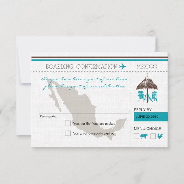 Carte d'embarquement RSVP pour le Mexique (Devant)