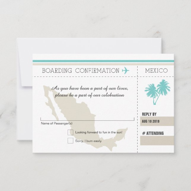 Carte d'embarquement RSVP POUR LE MEXIQUE (Devant)