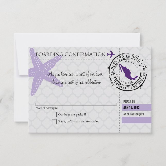 Carte d'embarquement RSVP pour le Mexique (Devant)
