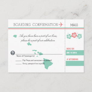 Carte d'embarquement RSVP pour MAUI HAWAI