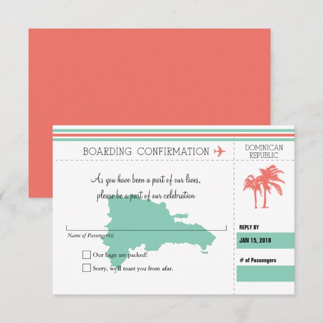Carte d'embarquement RSVP POUR République dominica (Devant / Derrière)