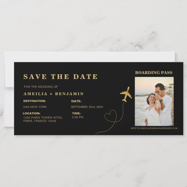 Carte d'embarquement Save the Date | Mariage de De (Devant)