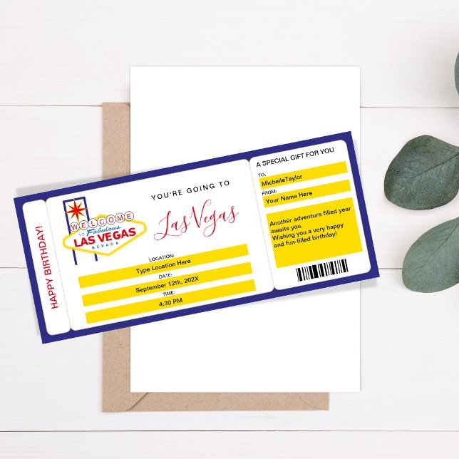 Carte d'embarquement surprise billet Las Vegas Wee (Créateur téléchargé)