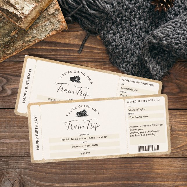 Carte d'embarquement surprise Billet Train Voyage (Créateur téléchargé)