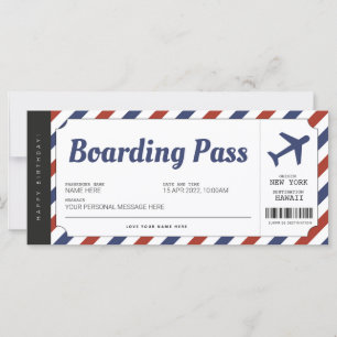 Carte d'embarquement surprise Cadeau de billet d'a