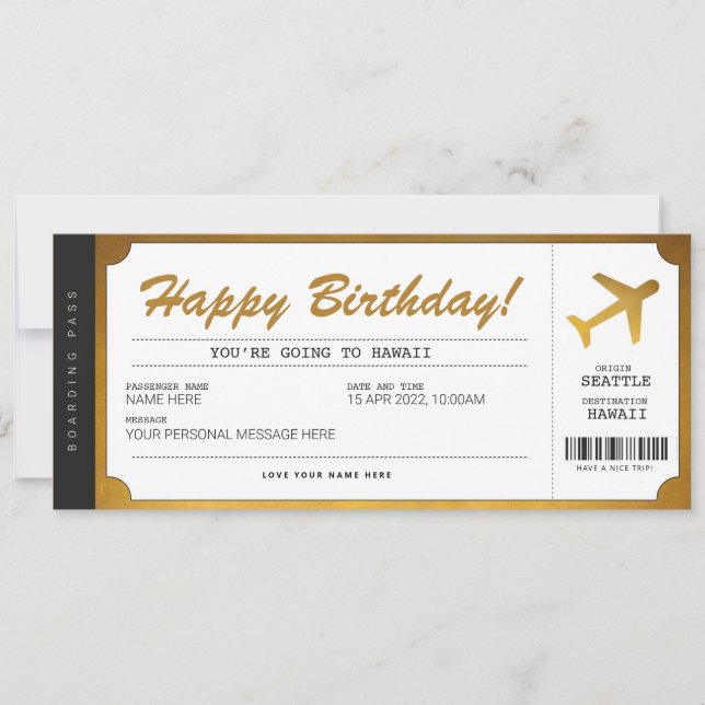 Carte d'embarquement surprise d'anniversaire Bille (Devant)
