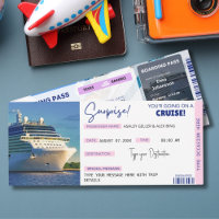 Carte d'embarquement surprise de billet de croisiè