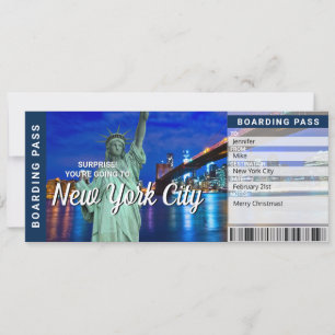 Carte d'embarquement surprise pour un voyage à New