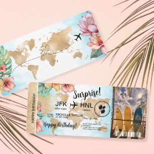 Carte d'embarquement surprise Voyage Billet Hawaii