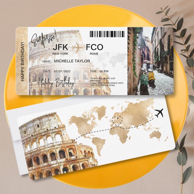 Carte d'embarquement Surprise Voyage Ticket (rome surprise boarding pass)