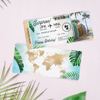 Carte d'embarquement surprise Voyage Ticket Beach