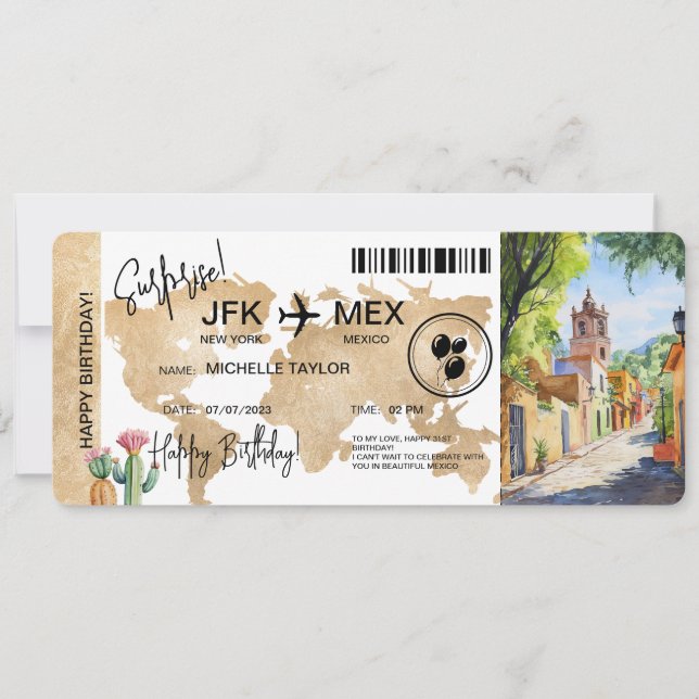 Carte d'embarquement Surprise Voyage Ticket Mexiqu (Devant)