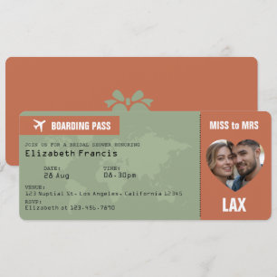 Carte d'embarquement Terracotta & Sage pour enterr