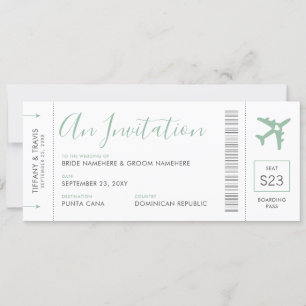 Carte d'embarquement Ticket Destination Soft Green