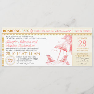 carte d'embarquement tropicale destination mariage