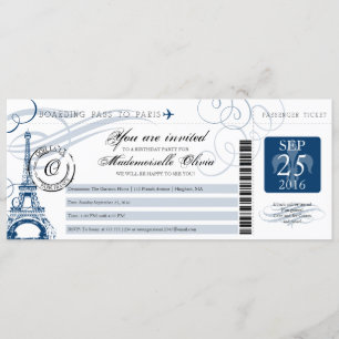 Carte d'embarquement vintage de fête