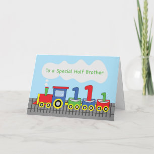 Carte Demi-frère 1er Anniversaire Train coloré sur la vo