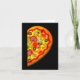 Carte Demi Pizza Coeurs Mignons Forme Couple Corresponda