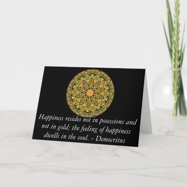 Carte Democritus quote about Happiness (Devant)