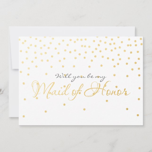 Carte DEMOISELLE D'HONNEUR à points de confettis e (Devant)