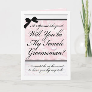Carte Demoiselle d'honneur de mariage Élégantes roses et
