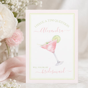 Carte Demoiselle d'honneur Élégante Pink Martini