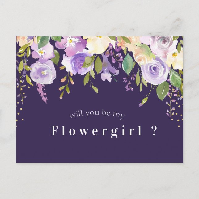 carte demoiselle d'honneur fleurs violettes (Devant)