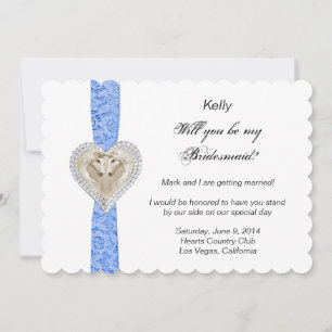 Carte Demoiselle d'Honneur Licorne Bleue Broderie