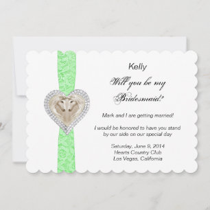 Carte Demoiselle d'Honneur Vert Licorne Mariage