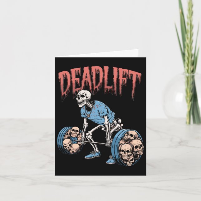 Carte Démontage Skull Skeleton Exercice Powerlifting Gym (Devant)