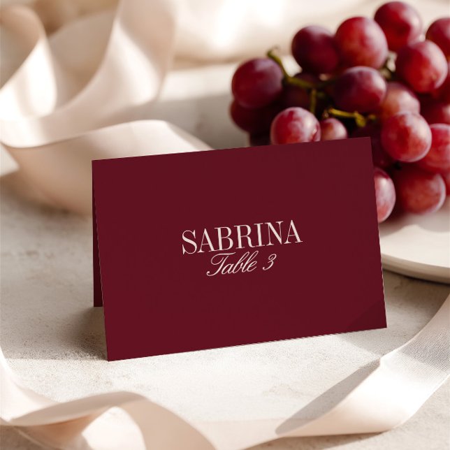 Carte d'emplacement de mariage élégante rétro bord (Elegant Retro Burgundy Wedding Place Card)