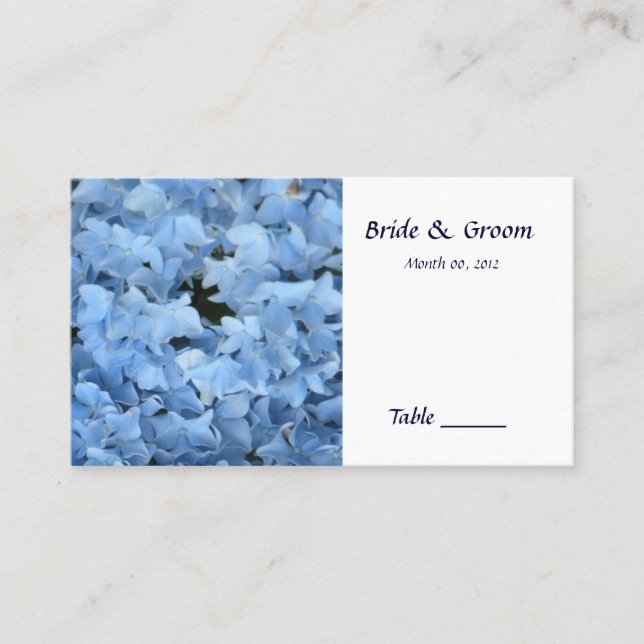 Carte d'emplacement de table Blue Hydrangea (Devant)