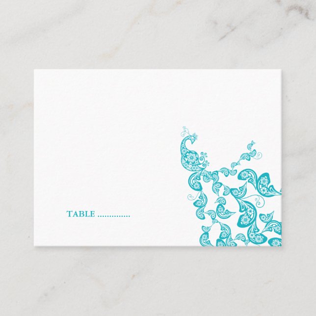 Carte d'emplacement personnalisée Turquoise Floral (Devant)