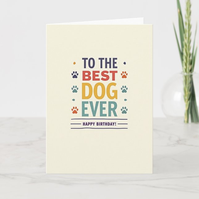 Carte d'empreinte de patte du meilleur chien (Devant)