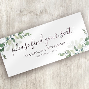 Carte d'en-tête de table avec verdure d'eucalyptus