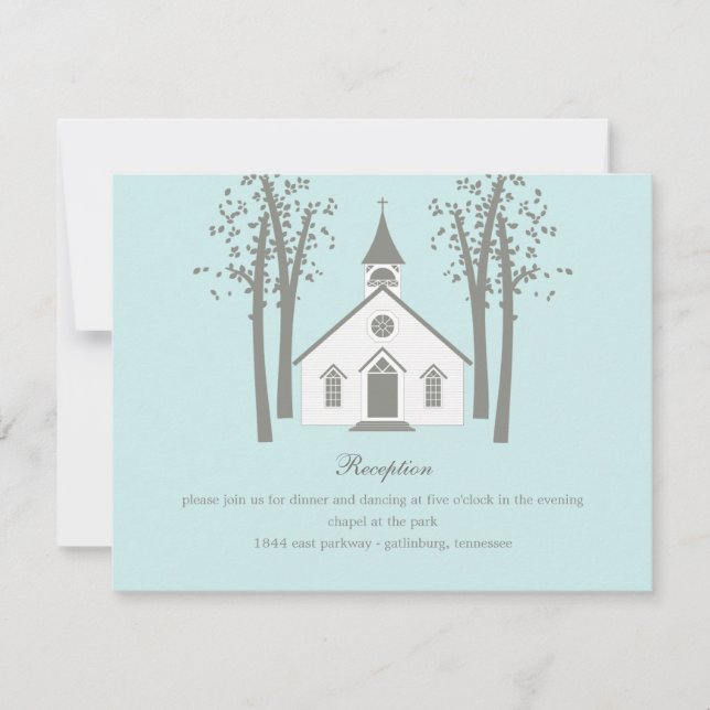 Carte d'encart de réception de mariage à la chapel (Devant)