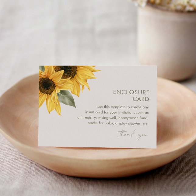 Carte d'encart de tournesol SUTTON, encart d'invit (Créateur téléchargé)